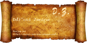 Décsi Zenina névjegykártya